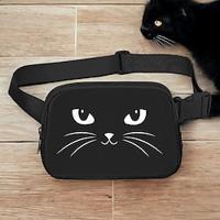 Women's Crossbody Bag Belt Bag Oxford Cloth Nylon Outdoor Daily Holiday Zipper Waterproof Multi Carry Cat Dark Grey Black / White Black Lightinthebox