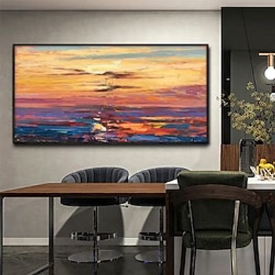 Handmade Oil Paintings Canvas Wall Art Decoration Modern Abstract Evening Sunset Landscape for Living Room Home Decor Rolled Frameless Unstretched Painting miniinthebox Handmade Oil Paintings Canvas Wall Art Decoration Modern Abstract Evening Sunset Landscape for Living Room Home Decor Rolled Frameless Unstretched Painting miniinthebox