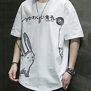 Men's Unisex Tee T shirt Hot Stamping Graphic Prints Rabbit / Bunny Plus Size Print Short Sleeve Casual Tops Cotton Basic Fashion Designer Big and Tall White Light gray miniinthebox