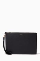 Signature Stripe Zipped Pouch in Leather - thumbnail