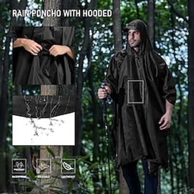 Men Women Hooded Rain Poncho Waterproof Raincoat Jacket for Hiking Camping Fishing Lightinthebox