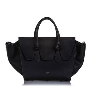 Small Tie Leather Tote Bag