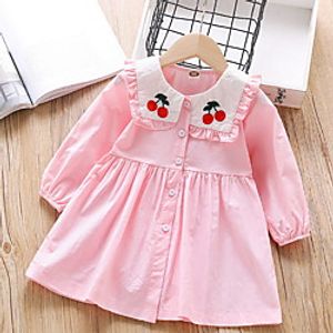 Kids Little Girls' Dress Fruit Print Red Blushing Pink Knee-length Long Sleeve Cute Dresses Spring   Fall Regular Fit 2-6 Years miniinthebox