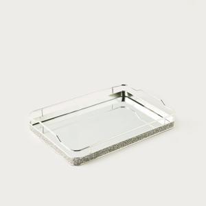 Glitter Detail Rectangular Decorative Tray with Handles