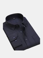 Casual Solid Color Business Long Sleeve Dress Shirts for Men