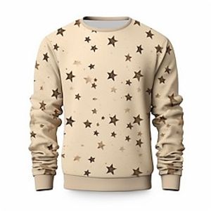 Graphic Star Fashion Daily Casual Men's 3D Print Pullover Sweatshirt Holiday Vacation Going out Sweatshirts Khaki Crew Neck Print Spring   Fall Designer Lightinthebox