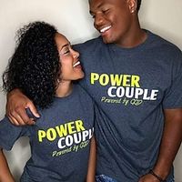 Couple Tshirt Letter Valentine's Day 1pc Couple's Men's Women's T shirt Tee Crew Neck Dark Gray Gray Valentine's Day Date Short Sleeve Print Fashion Casual Lightinthebox - thumbnail