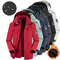 Men's Hiking 3-in-1 Jackets Ski Jacket Waterproof Hiking Jacket Fleece Winter Outdoor Thermal Warm Fleece Lining Waterproof Windproof Outerwear Trench Coat Top Hunting Ski  Snowboard Fishing Ivory Lightinthebox - thumbnail