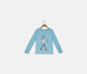 Kids Girls Best Day Ever Print Tops  Blue Combo