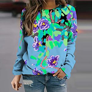 Women's Sweatshirt Pullover Floral Graphic Prints Print Daily Sports 3D Print Active Streetwear Hoodies Sweatshirts  Blue miniinthebox