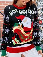 Women's Santa Claus Embroidered Christmas Ugly Sweater