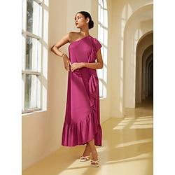 Ruffle Drawstring Knit Maxi Dress Lightinthebox