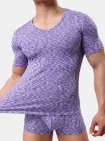 Mens Summer Modal Breathable Perspiration O-neck Short Sleeve Casual Home T-shirt