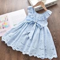 Kids Girls' Dress Solid Color Sleeveless Party Outdoor Casual Fashion Daily Casual Cotton Blend Summer Spring 2-12 Years Light Blue Lightinthebox