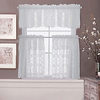 Ivory Color Knitted Lace Kitchen Valance for Windows with Charming Flower Pattern Ultimate Elegant Look Lightinthebox - thumbnail