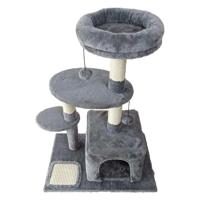 Pets Club Cat Tree Tower 3 Layer With Sisal Scratching Post 60X40X85cm-Grey