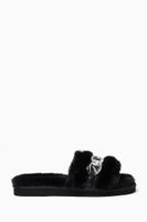 Scarlet Chain Link Slide Sandal in Faux Fur Scarlet Chain Link Slide Sandal in Faux Fur
