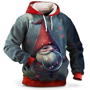 Graphic Santa Claus Fashion Daily Basic Men's 3D Print Hoodie Pullover Christmas Sports Outdoor Holiday Hoodies Dark Blue Hooded Front Pocket Print Spring   Fall Designer Lightinthebox