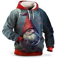 Graphic Santa Claus Fashion Daily Basic Men's 3D Print Hoodie Pullover Christmas Sports Outdoor Holiday Hoodies Dark Blue Hooded Front Pocket Print Spring   Fall Designer Lightinthebox - thumbnail
