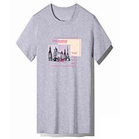 Men's Unisex Tee T shirt Hot Stamping Graphic Prints Building Letter Plus Size Print Short Sleeve Casual Tops Cotton Basic Fashion Designer Big and Tall White Black Light gray miniinthebox - thumbnail