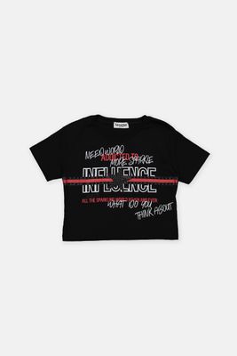 Kids Girls Graphic Print Tee  Black