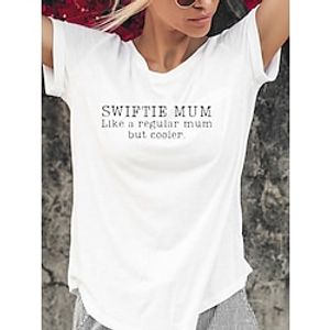 Women's Swiftie Mum Tshirt Gift For A SwiftieT shirt Tee 100% Cotton Letter Black White Print Short Sleeve Going out Weekend Fashion Basic Round Neck Regular Fit Summer Lightinthebox