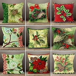 Christmas Holly Double Side Pillow Cover 1PC Xmas Soft Decorative Square Cushion Case Pillowcase for Bedroom Livingroom Sofa Couch Chair miniinthebox