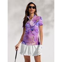 Women's Golf Polo Shirt Purple Short Sleeve Top Ladies Golf Attire Clothes Outfits Wear Apparel Lightinthebox