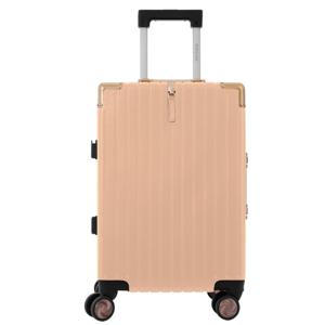 PARA JOHN Cabin Luggage with Self-rebound Handle and Spinner Wheels, PC Travel Suitcase for Women Men, Carry on Suitcase for Business, Unique Record Shape Design 20 Inch ROSE