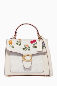 Tabby Top Handle 20 with Floral Embroidery