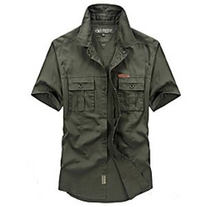 Men's Hiking Shirt  Button Down Shirts Fishing Shirt Short Sleeve Jacket Shirt Top Outdoor Quick Dry Lightweight Breathable Sweat wicking Autumn  Fall Spring Summer khaki Navy Blue Army Green Lightinthebox