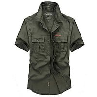 Men's Hiking Shirt  Button Down Shirts Fishing Shirt Short Sleeve Jacket Shirt Top Outdoor Quick Dry Lightweight Breathable Sweat wicking Autumn  Fall Spring Summer khaki Navy Blue Army Green Lightinthebox - thumbnail