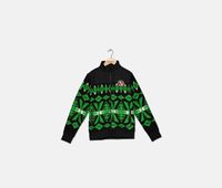 Boys Full-Zip Holiday Diamond Sweater  Black/Green - thumbnail