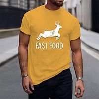 Fast Food Yellow Pink Brown T shirt Tee Men's Graphic Cotton Blend Shirt Sports Classic Shirt Short Sleeve Comfortable Tee Sports Outdoor Holiday Summer Fashion Designer Clothing S M L XL XXL XXXL Lightinthebox - thumbnail