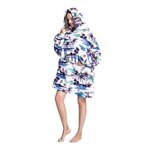 Kid's Adults' Oversized Hoodie Blanket Wearable Blanket With Pocket Shark Panda Penguin Character Onesie Pajamas Flannel Cosplay For Men and Women Boys and Girls Carnival Animal Sleepwear Cartoon Lightinthebox