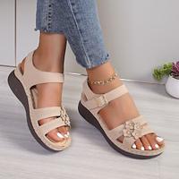 Women's Wedge Sandals Casual Wedge Sandals Open Toe Open Toe Ankle Strap Buckle Beige Brown Black Sandals Lightinthebox