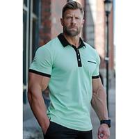 Men's Polo Shirt Golf Shirt Casual Holiday Lapel Short Sleeve Fashion Basic Color Block Patchwork Pocket Summer Regular Fit Royal Blue Mint Green Polo Shirt Lightinthebox