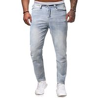 Men's Jeans Skinny Trousers Denim Pants Pocket Plain Wearable Daily Holiday Going out Stylish Basic Blue Lightinthebox - thumbnail