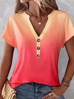 Gradient Short Sleeve V-neck T-shirt