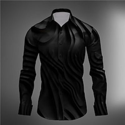 Embossed Relief Pattern Abstract Men's Shirt Daily Wear Going out Weekend Fall  Winter Turndown Long Sleeve White Purple Gray S M L Shirt Lightinthebox