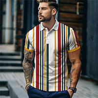 DopamineHoliday X Kris Lee Men's Stripe Printed Polo Shirt Short Sleeve Turndown Polo Lightinthebox