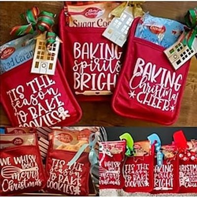 Christmas Pot Rack Baking Kit, Pot Holders, Fun BBQ Baking Tool Storage Cover, Multipurpose Cookie Bag, Christmas Small Gift Cookie Wrapping And Storage Bag Lightinthebox