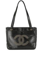 Chanel Pre-Owned 1992 CC studs Jumbo shoulder bag - Black - thumbnail