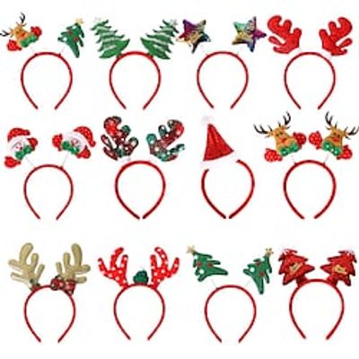Rondom 12 Pcs christmas headband Christmas Hat Children's Adult Non-woven Hat Deer Horn Hat Holiday Gift Party Decoration And Dressing Up Hat Lightinthebox