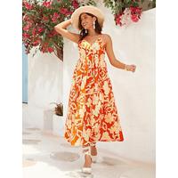 100% Cotton Floral Cami Sleeveless Midi Dress