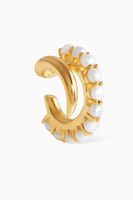 Claw Studded Pearl Double Hoop Single Ear Cuff in 18kt Gold Plating Claw Studded Pearl Double Hoop Single Ear Cuff in 18kt Gold Plating