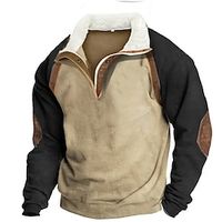 Men's Sweatshirt Quarter Zip Sweatshirt Khaki Half Zip Color Block Patchwork Sports  Outdoor Daily Holiday Streetwear Basic Casual Fall  Winter Clothing Apparel Hoodies Sweatshirts  Lightinthebox - thumbnail