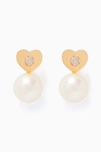 Heart Pearl Diamond Earrings