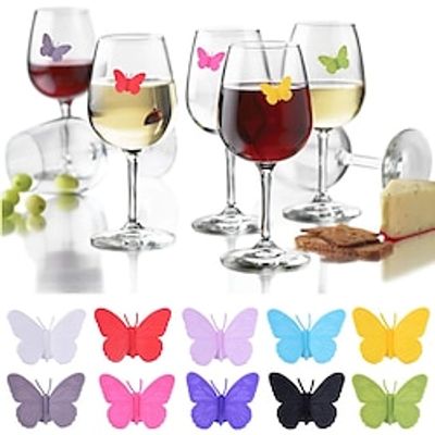 10pcs Silicone Red Wine Glass Identification Marker Charm Shot Glass Cup Labels Tag Signs Party Food Drinks Bar Accessories Tool Lightinthebox