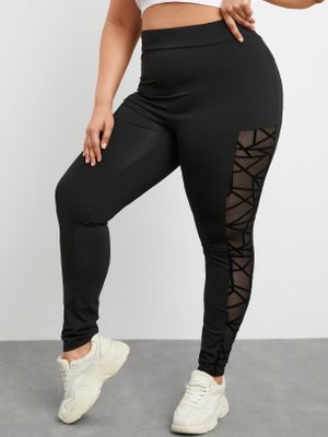YOINS Plus Size Mesh Patchwork Leggings YOINS Plus Size Mesh Patchwork Leggings